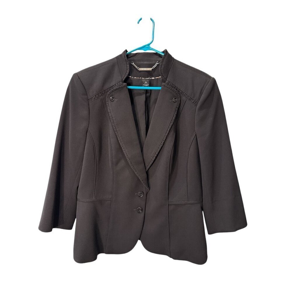 White House Black Market Womens Black Blazer Size 14 Structured Design, Pre-Own